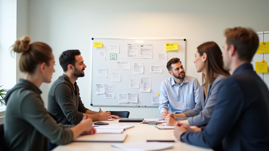 Sessione di workshop collaborativo con designer che lavorano insieme su wireframe e ricerca